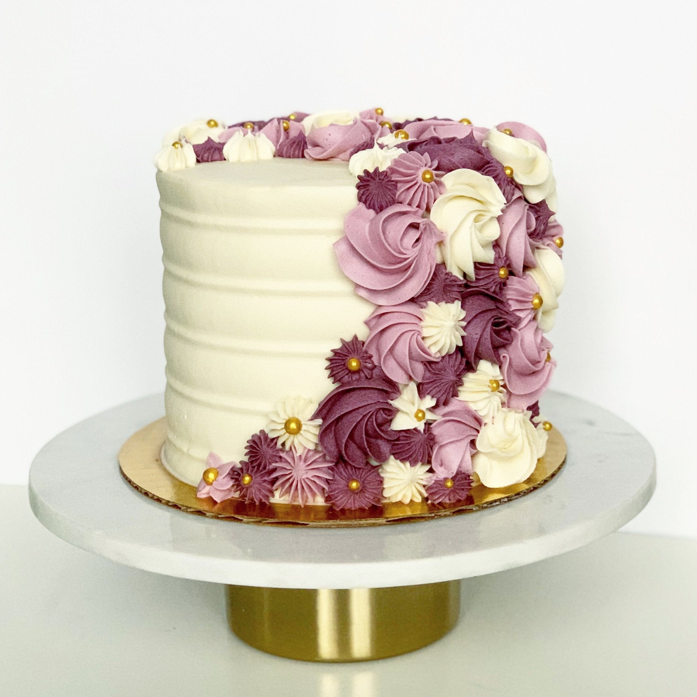 Barely Frosted Fresh Floral Cream Cake - Dough and Cream