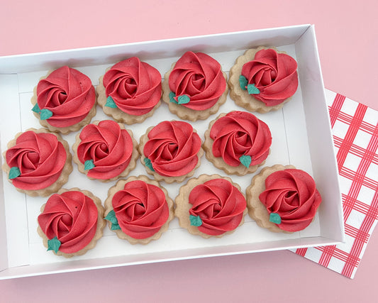 Mini Red Rose Cookies