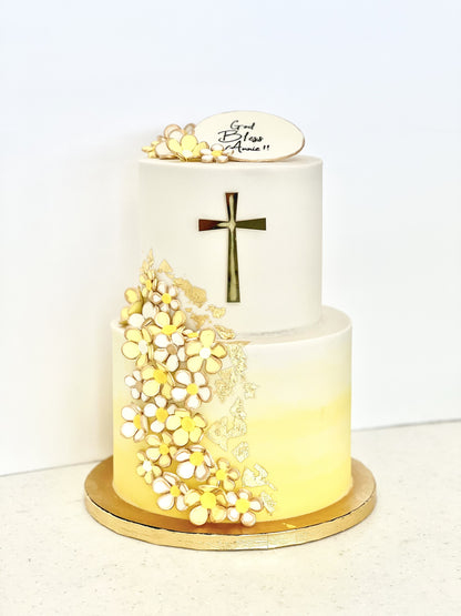 Religious With Sugar Flowers Cake